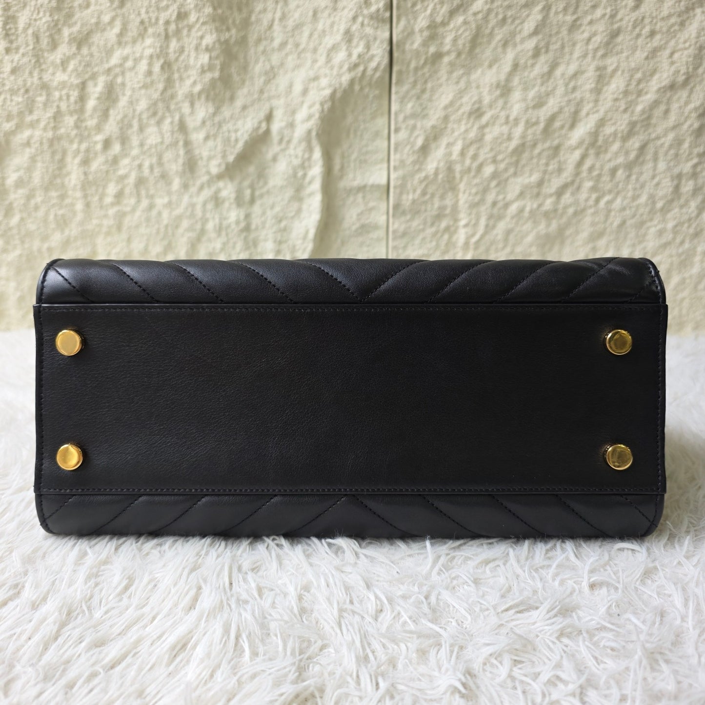 Saint Laurent Black Matelassé Leather Briefcase Bag (Pre-Owned)