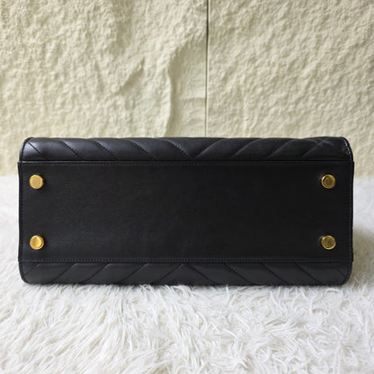Saint Laurent Black Matelassé Leather Briefcase Bag (Pre-Owned)