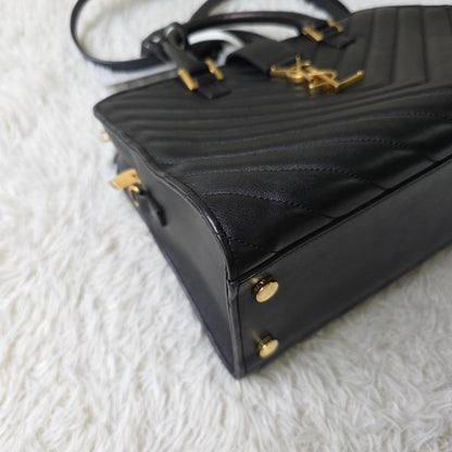 Saint Laurent Black Matelassé Leather Briefcase Bag (Pre-Owned)