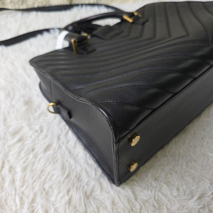 Saint Laurent Black Matelassé Leather Briefcase Bag (Pre-Owned)