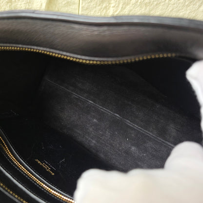 Saint Laurent Black Matelassé Leather Briefcase Bag (Pre-Owned)
