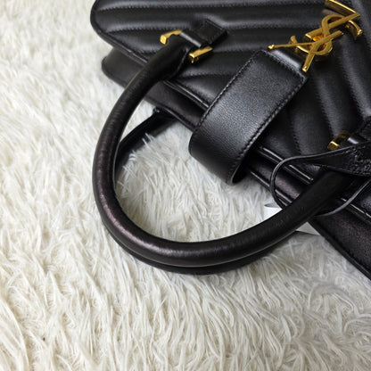 Saint Laurent Black Matelassé Leather Briefcase Bag (Pre-Owned)
