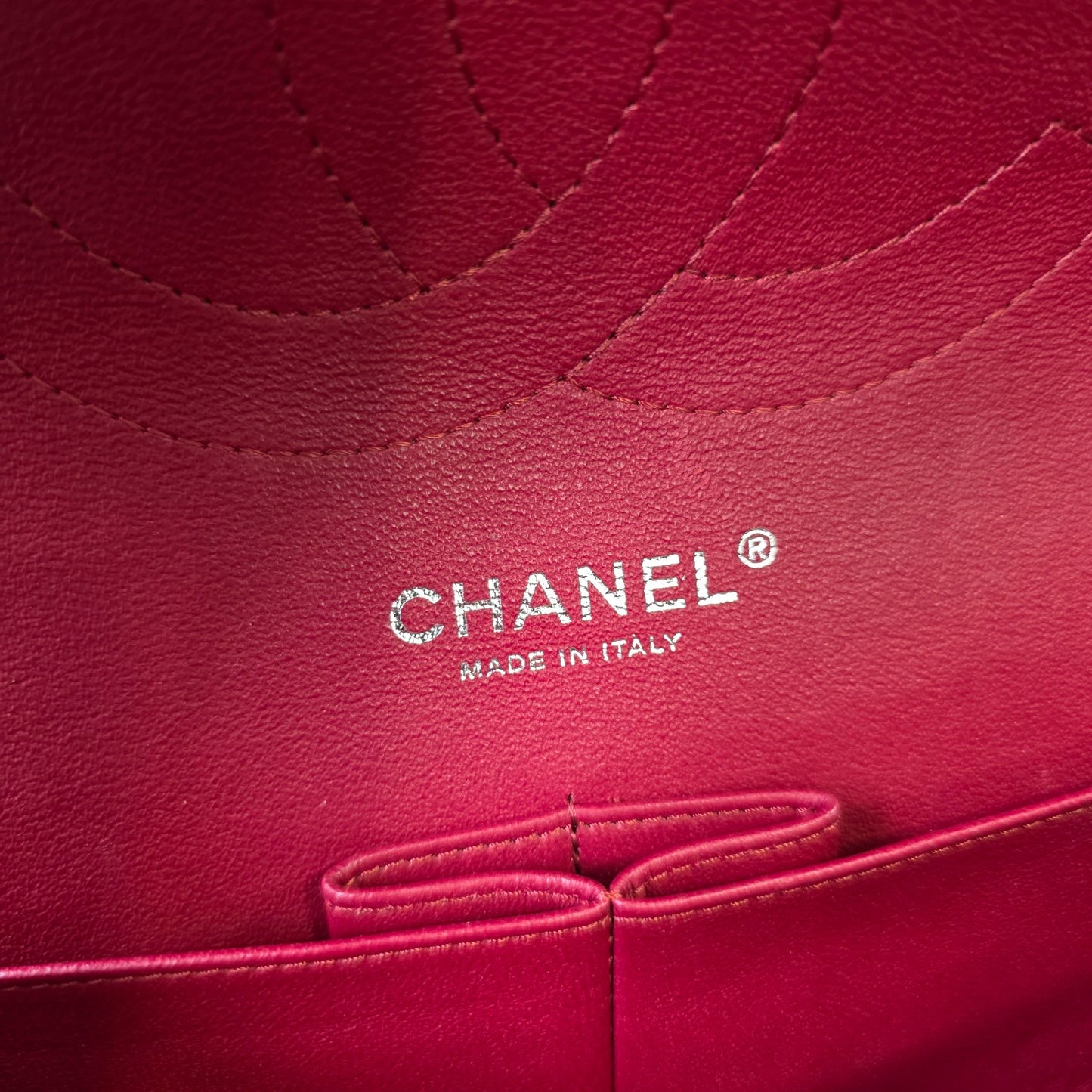 Chanel Red Quilted Caviar Leather Classic Flap Shoulder Bag (Pre-Owned)