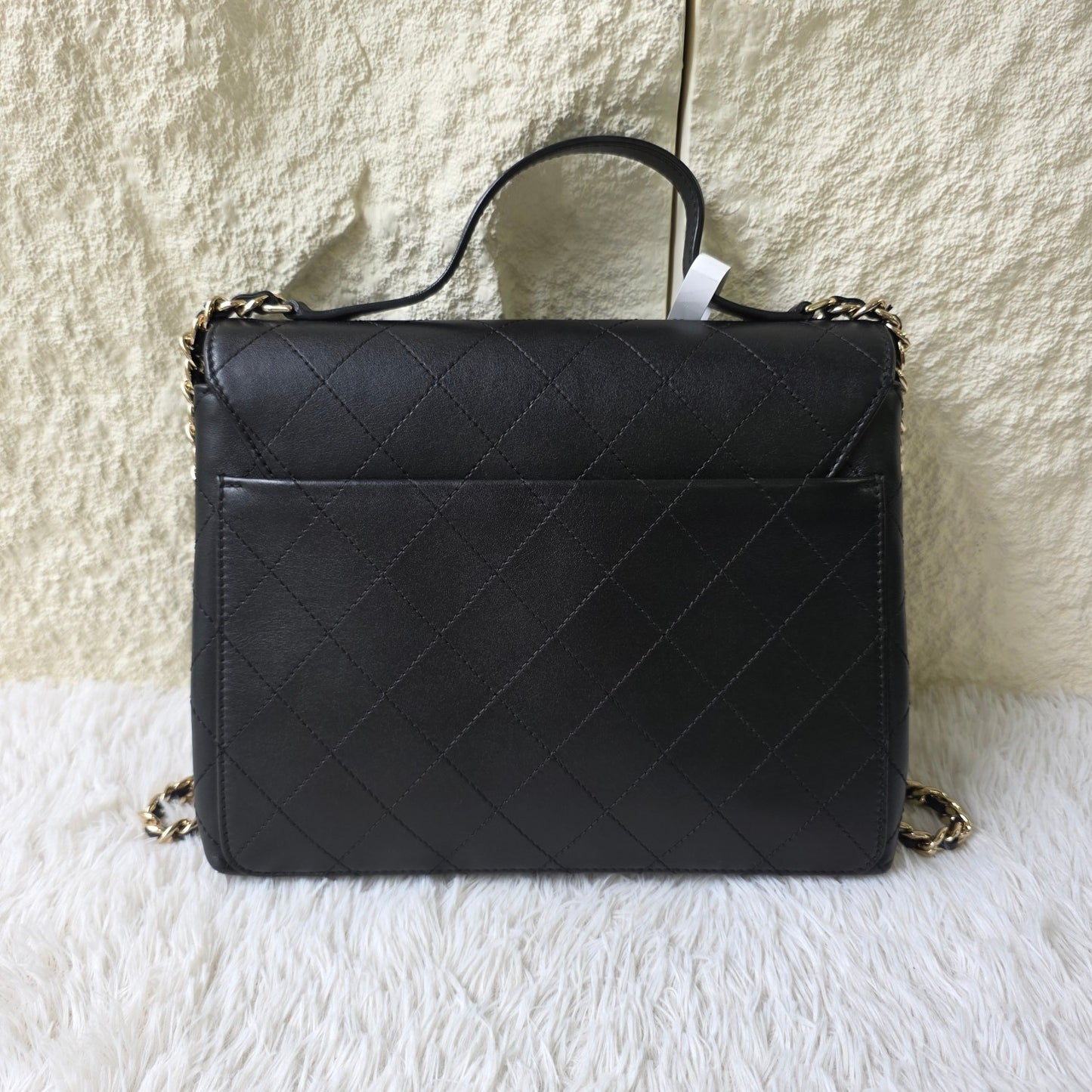 Chanel Black Quilted Leather Top Handle Chain Shoulder Bag (Pre-Owned)