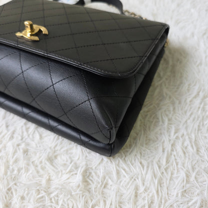 Chanel Black Quilted Leather Top Handle Chain Shoulder Bag (Pre-Owned)