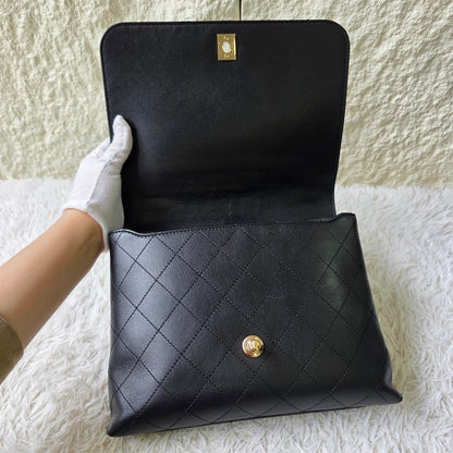 Chanel Black Quilted Leather Top Handle Chain Shoulder Bag (Pre-Owned)