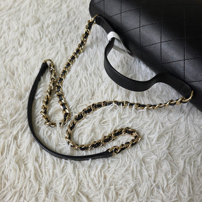 Chanel Black Quilted Leather Top Handle Chain Shoulder Bag (Pre-Owned)
