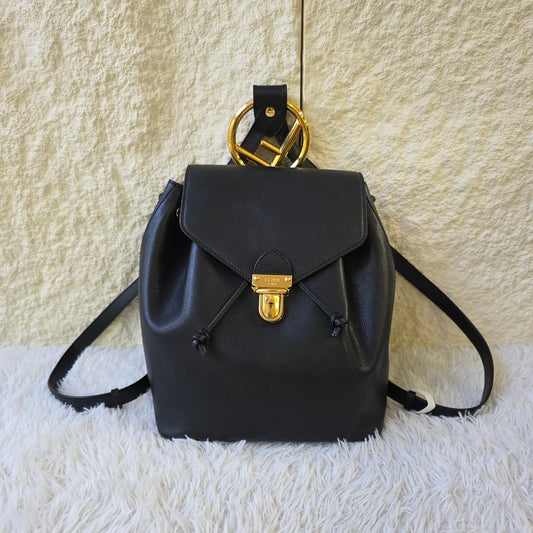 Fendi Black Leather Backpack (Pre-Owned)