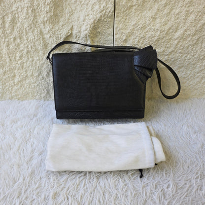 1 Versace Embossed Leather Bow Shoulder Bag (Pre-Owned)