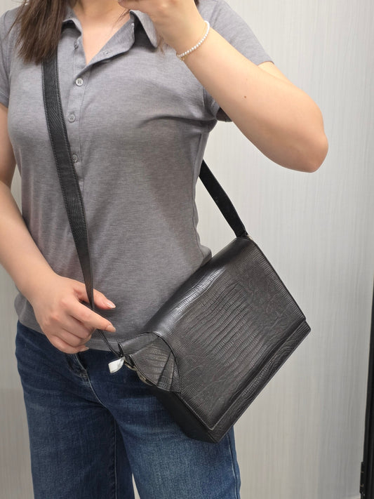 1 Versace Embossed Leather Bow Shoulder Bag (Pre-Owned)