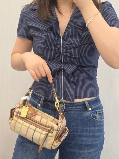 Coach Plaid Canvas Shoulder Bag (Pre-Owned)