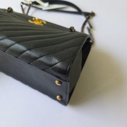 Chanel Diagonal Quilted Leather Chain Shoulder Bag (Pre-Owned)