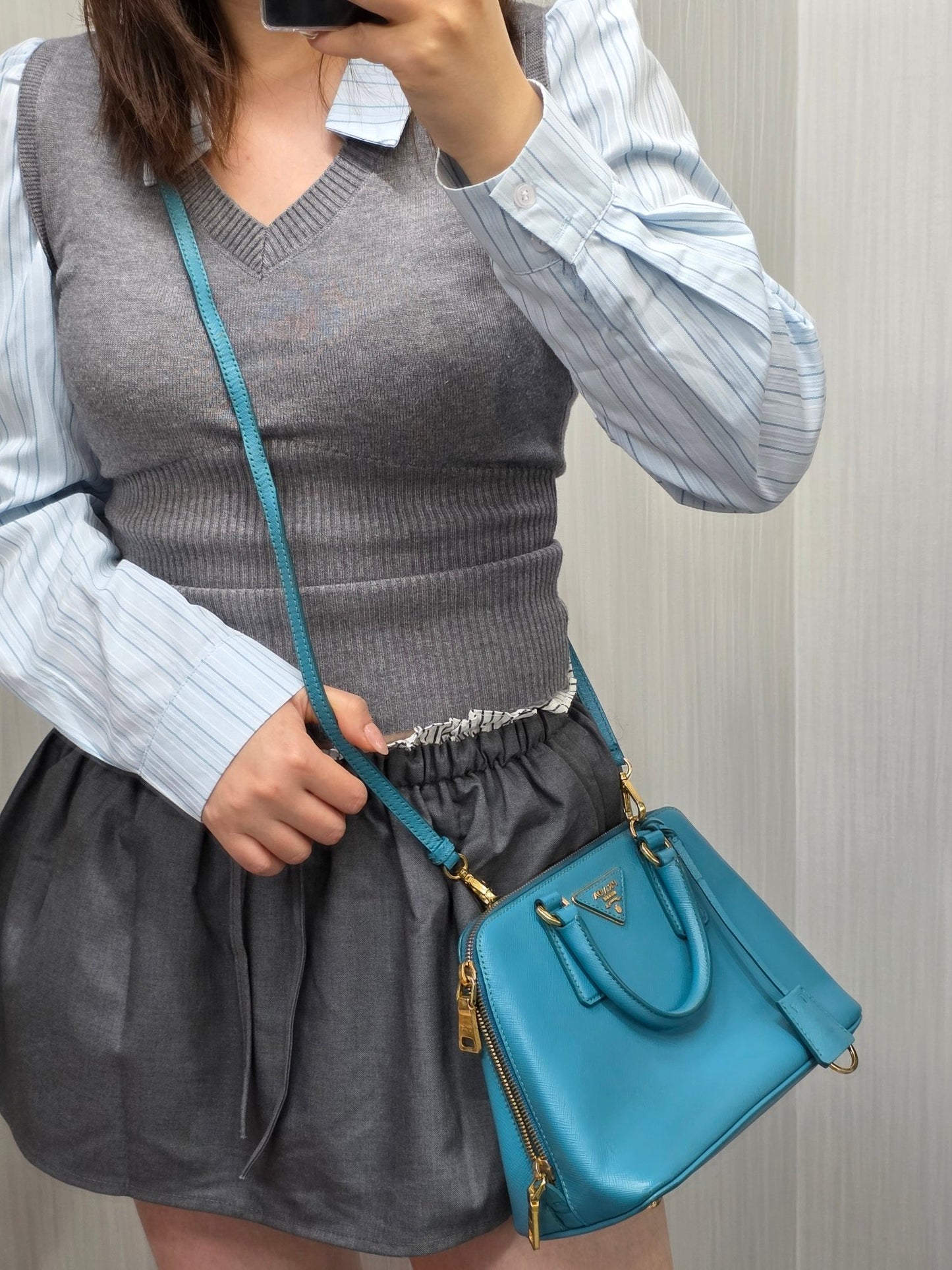 1 Prada Saffiano Leather Mini Boston Bag (Pre-Owned)