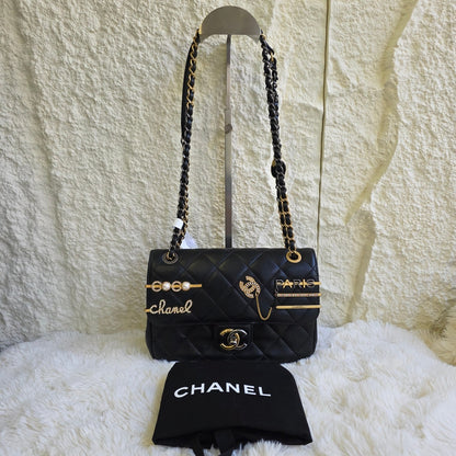 Chanel Limited Paris Charm Quilted Leather Classic Flap (Pre-Owned)
