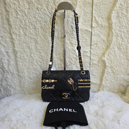 Chanel Limited Paris Charm Quilted Leather Classic Flap (Pre-Owned)