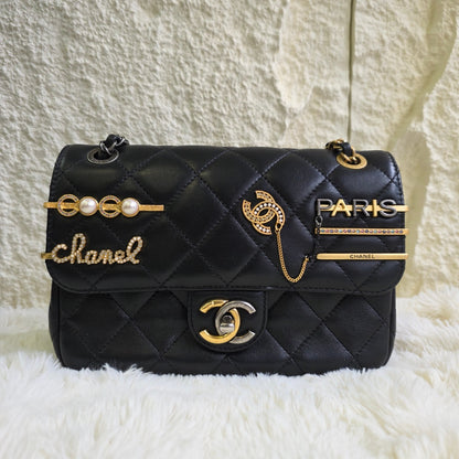 Chanel Limited Paris Charm Quilted Leather Classic Flap (Pre-Owned)