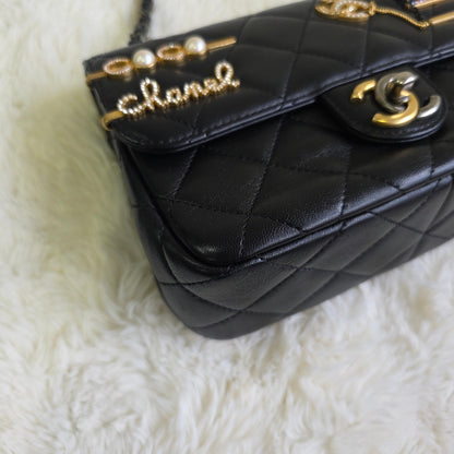 Chanel Limited Paris Charm Quilted Leather Classic Flap (Pre-Owned)