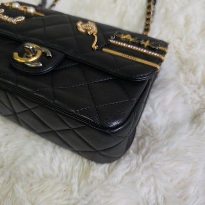 Chanel Limited Paris Charm Quilted Leather Classic Flap (Pre-Owned)