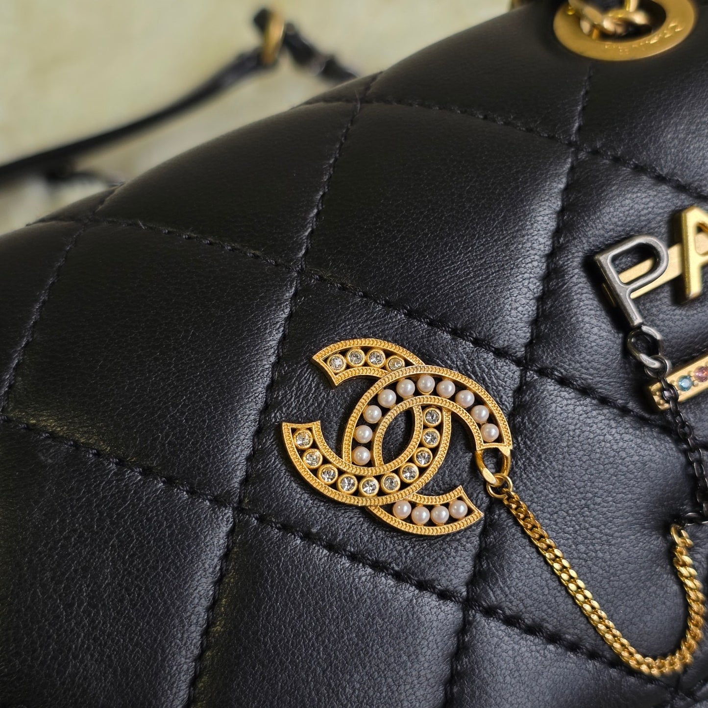 Chanel Limited Paris Charm Quilted Leather Classic Flap (Pre-Owned)