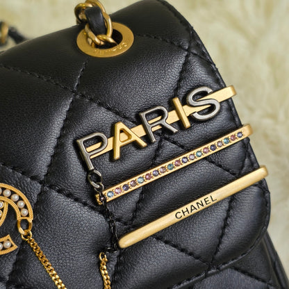 Chanel Limited Paris Charm Quilted Leather Classic Flap (Pre-Owned)