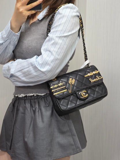 Chanel Limited Paris Charm Quilted Leather Classic Flap (Pre-Owned)