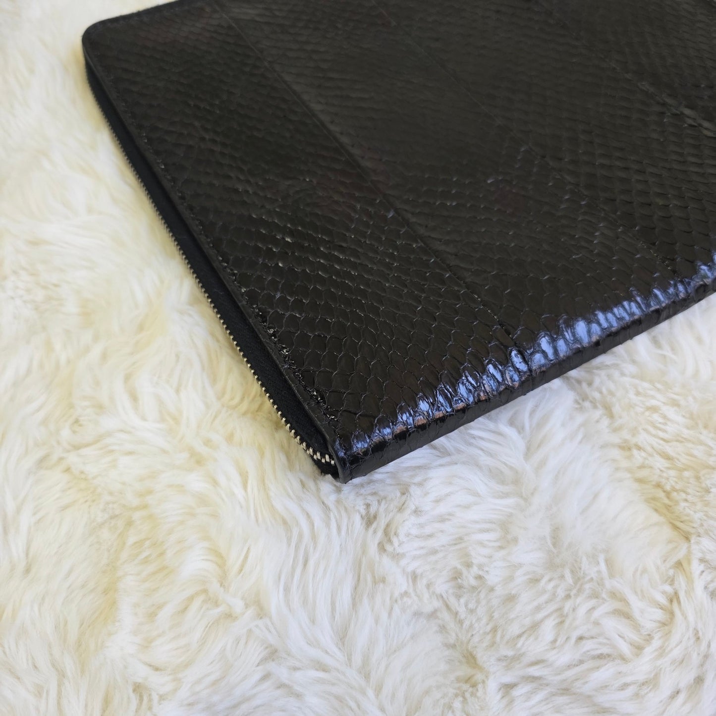 Fendi Bag Bugs Leather Zip Pouch Clutch Bag (Pre-Owned)