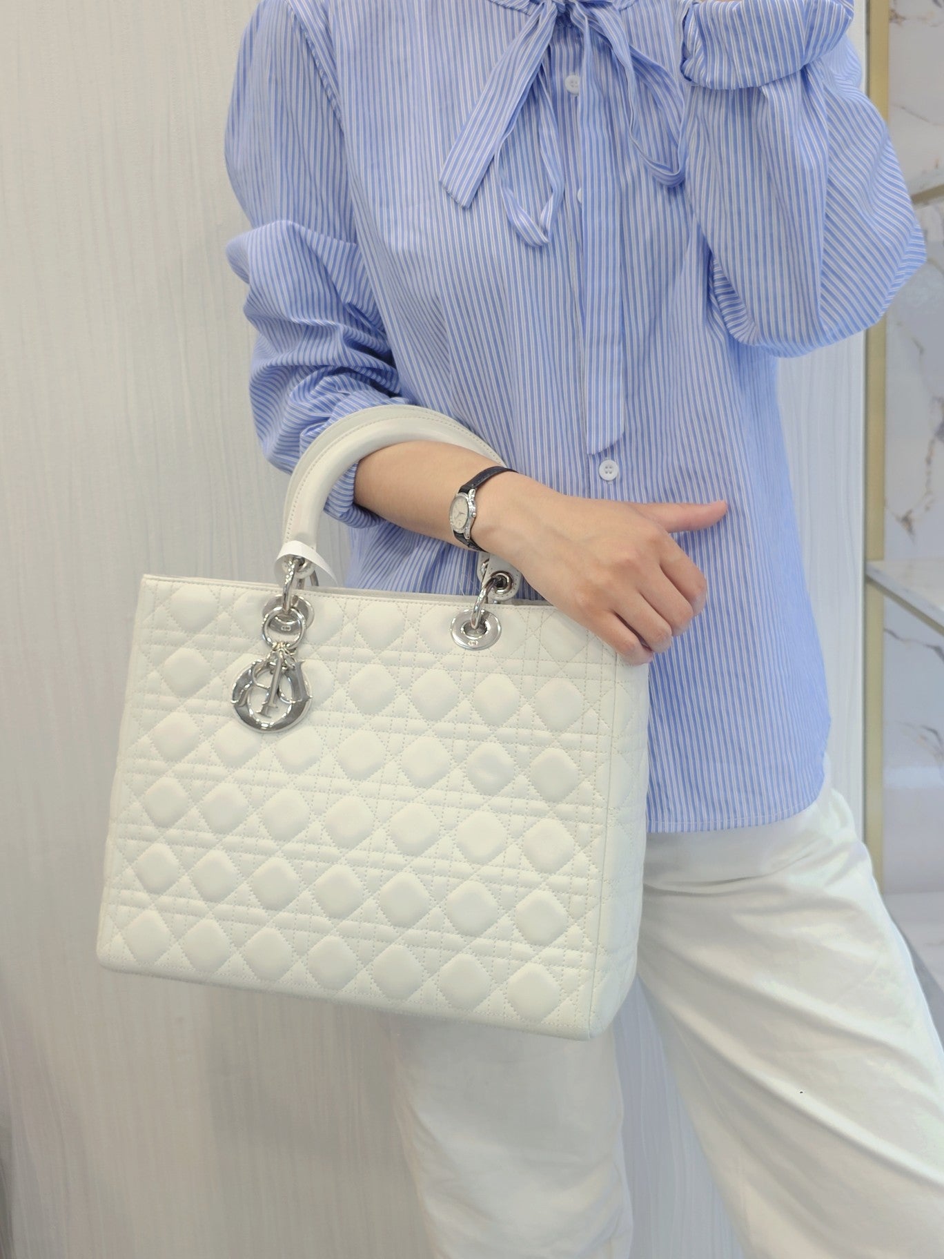 Dior Lady Dior Cannage Leather Tote Bag (Pre-Owned)