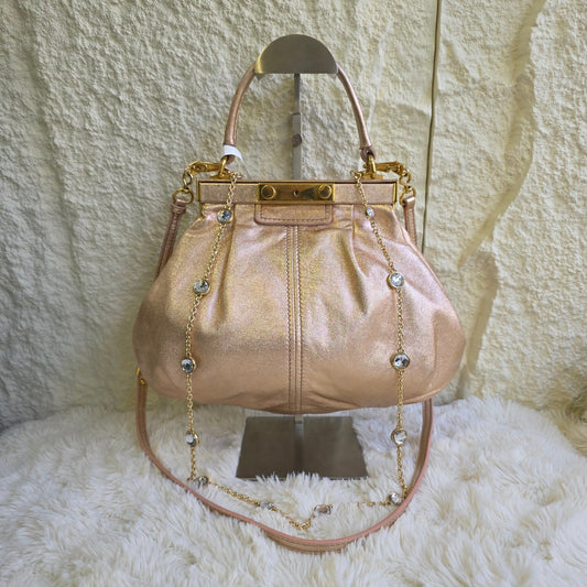 Miu Miu Metallic Leather Frame Top Handle Bag (Pre-Owned)