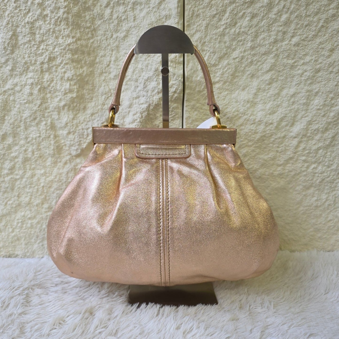 Miu Miu Metallic Leather Frame Top Handle Bag (Pre-Owned)