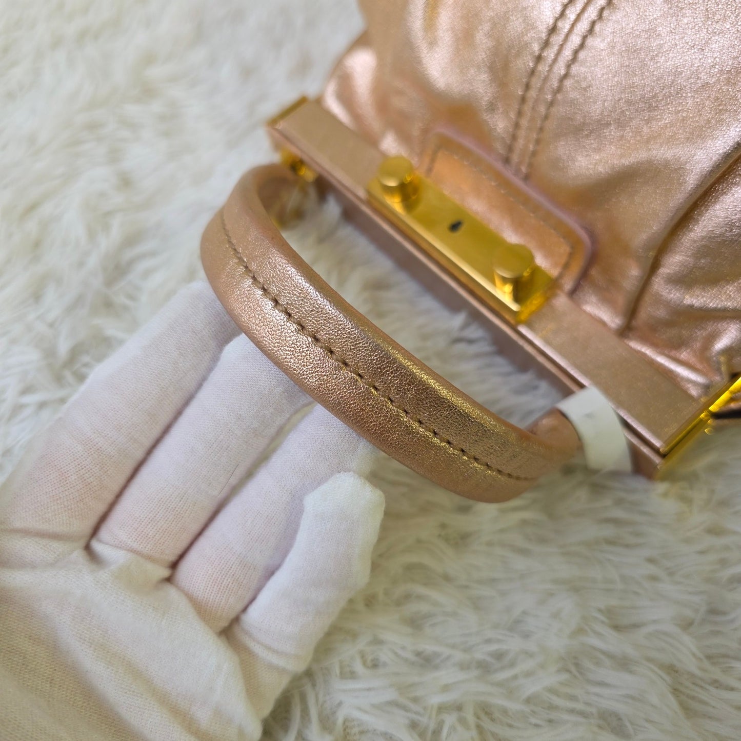 Miu Miu Metallic Leather Frame Top Handle Bag (Pre-Owned)