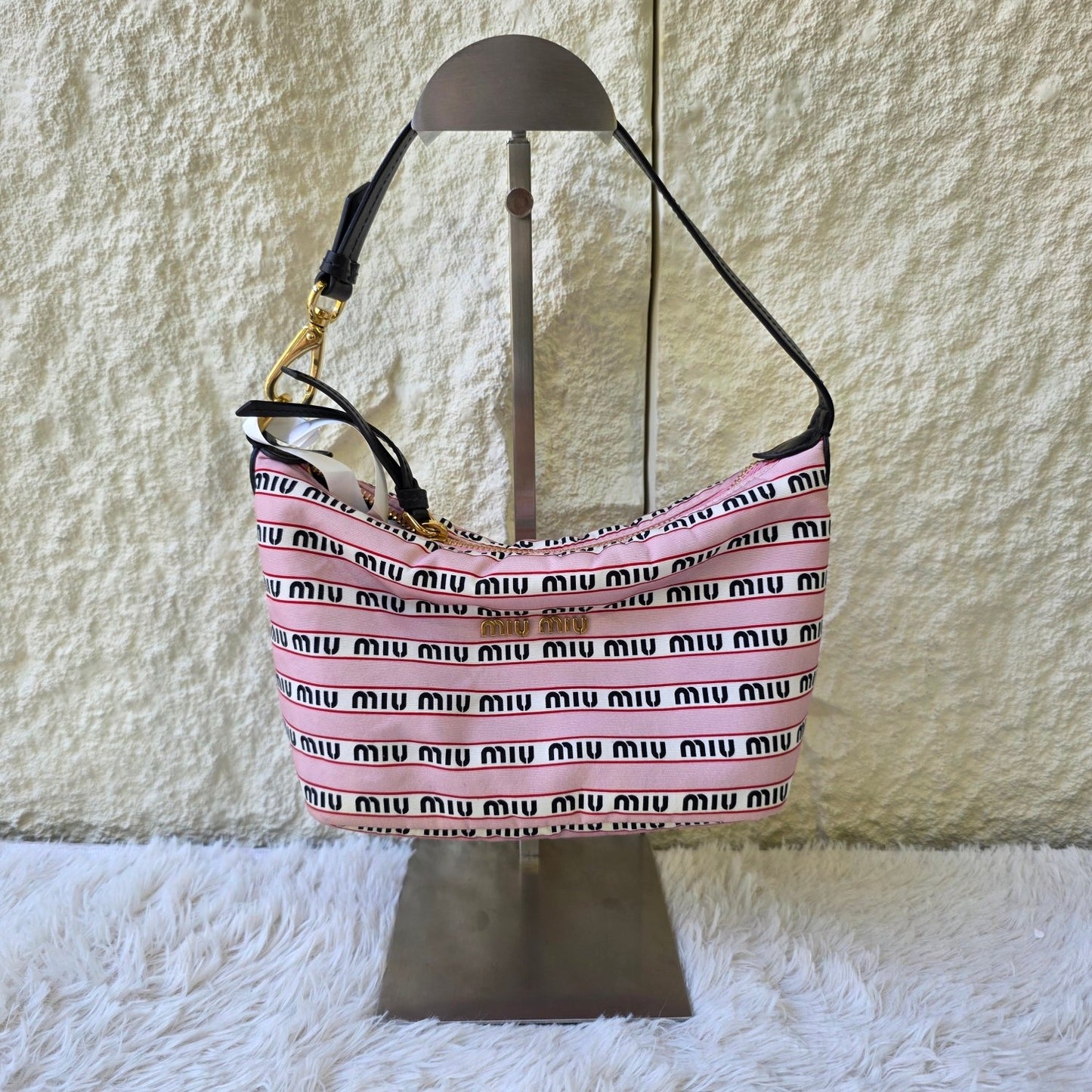Miu Miu Logo Canvas Shoulder Bag (Pre-Owned)