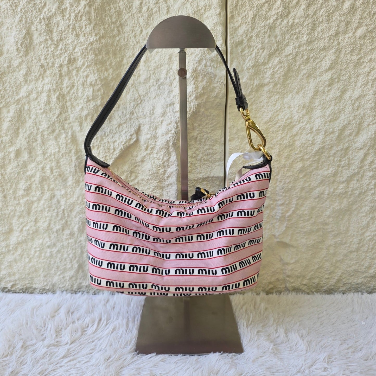 Miu Miu Logo Canvas Shoulder Bag (Pre-Owned)
