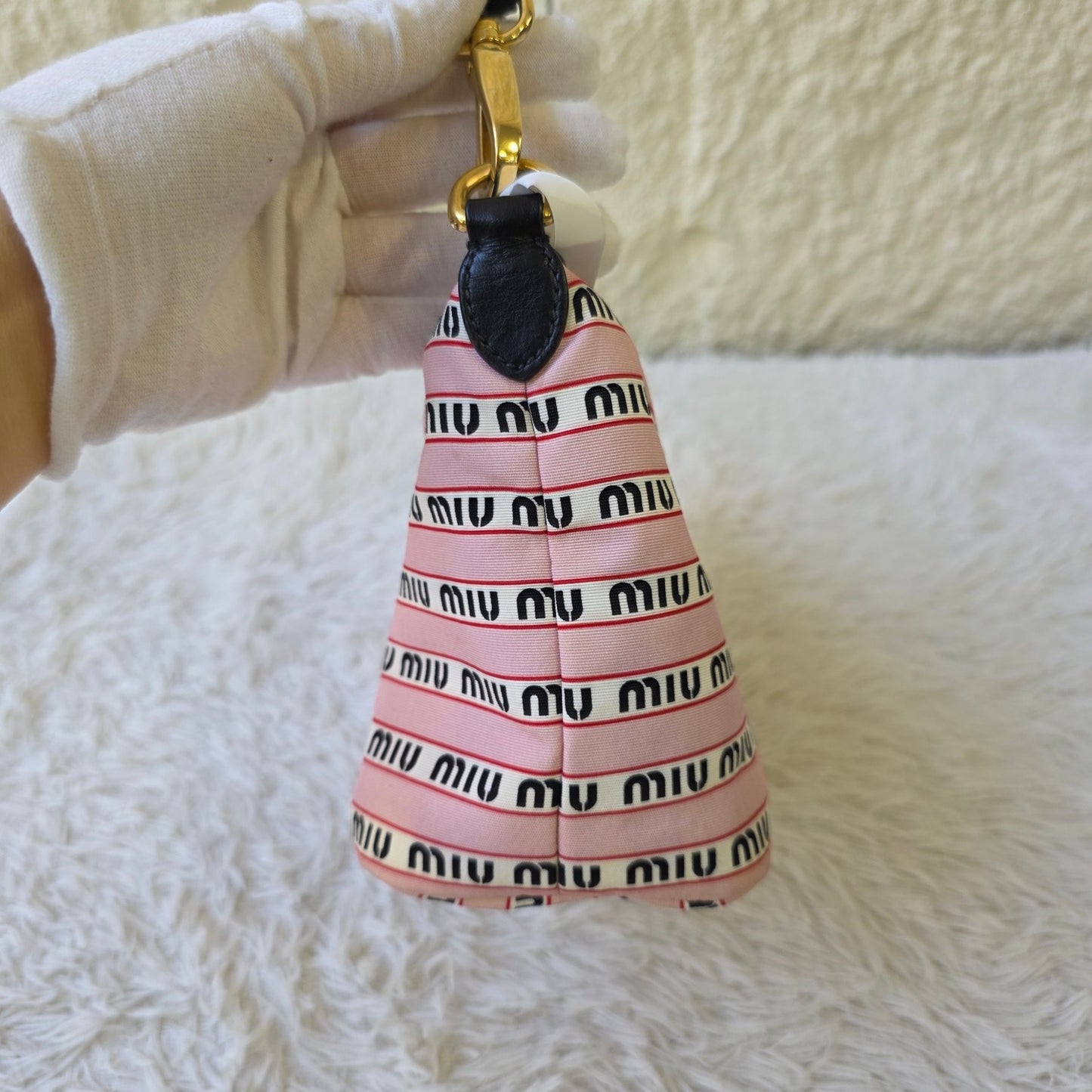 Miu Miu Logo Canvas Shoulder Bag (Pre-Owned)
