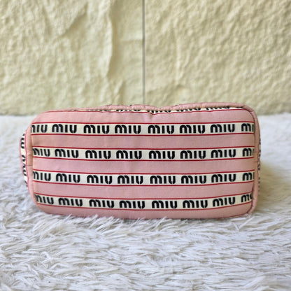 Miu Miu Logo Canvas Shoulder Bag (Pre-Owned)
