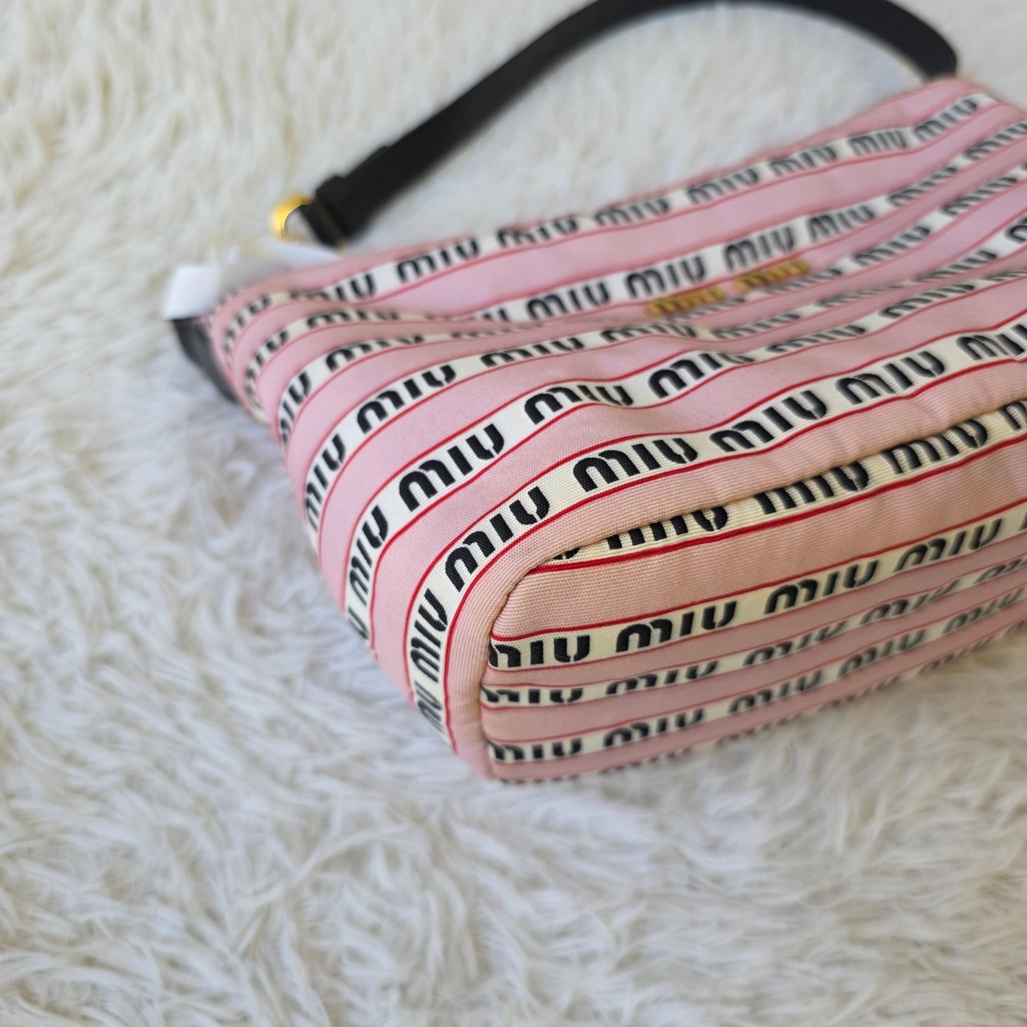Miu Miu Logo Canvas Shoulder Bag (Pre-Owned)