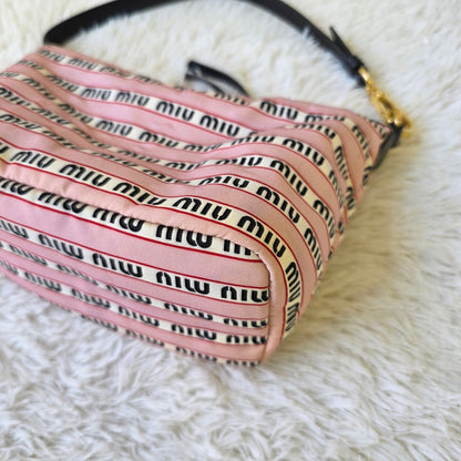 Miu Miu Logo Canvas Shoulder Bag (Pre-Owned)