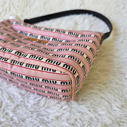 Miu Miu Logo Canvas Shoulder Bag (Pre-Owned)
