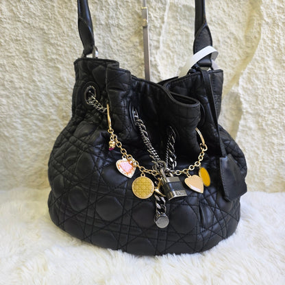Dior Cannage Quilted Leather Charm Shoulder Bag (Pre-Owned)