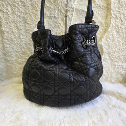 Dior Cannage Quilted Leather Charm Shoulder Bag (Pre-Owned)