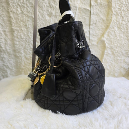 Dior Cannage Quilted Leather Charm Shoulder Bag (Pre-Owned)