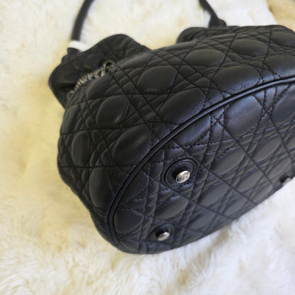 Dior Cannage Quilted Leather Charm Shoulder Bag (Pre-Owned)
