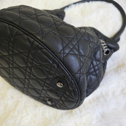 Dior Cannage Quilted Leather Charm Shoulder Bag (Pre-Owned)