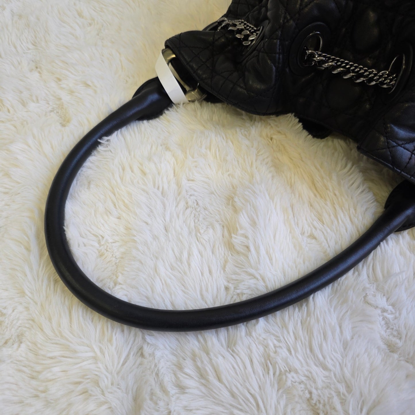 Dior Cannage Quilted Leather Charm Shoulder Bag (Pre-Owned)
