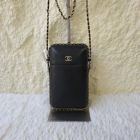 Chanel Quilted Leather Phone Holder Chain Bag (Pre-Owned)