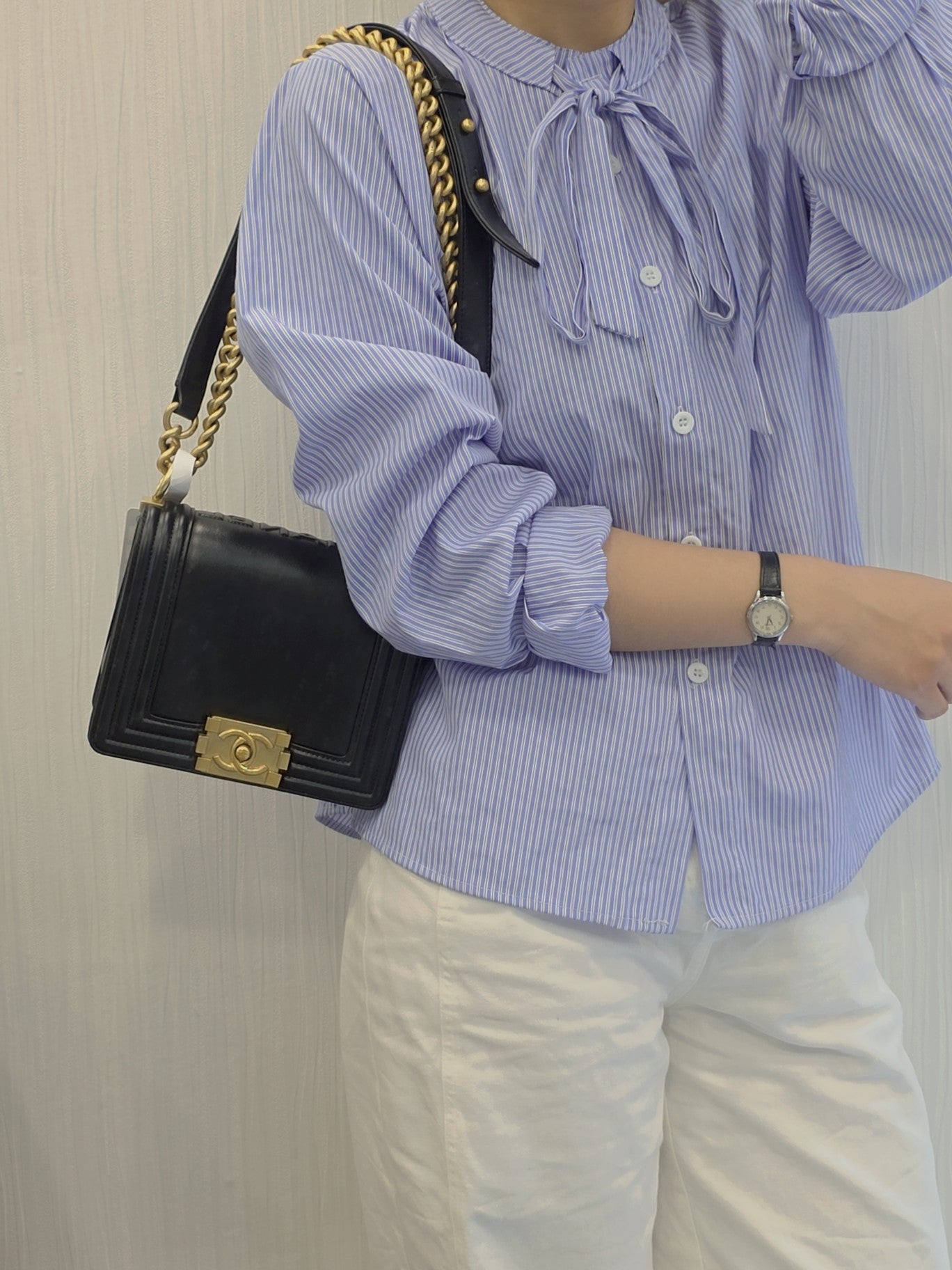 Chanel Boy Quilted Leather Chain Shoulder Bag (Pre-Owned)