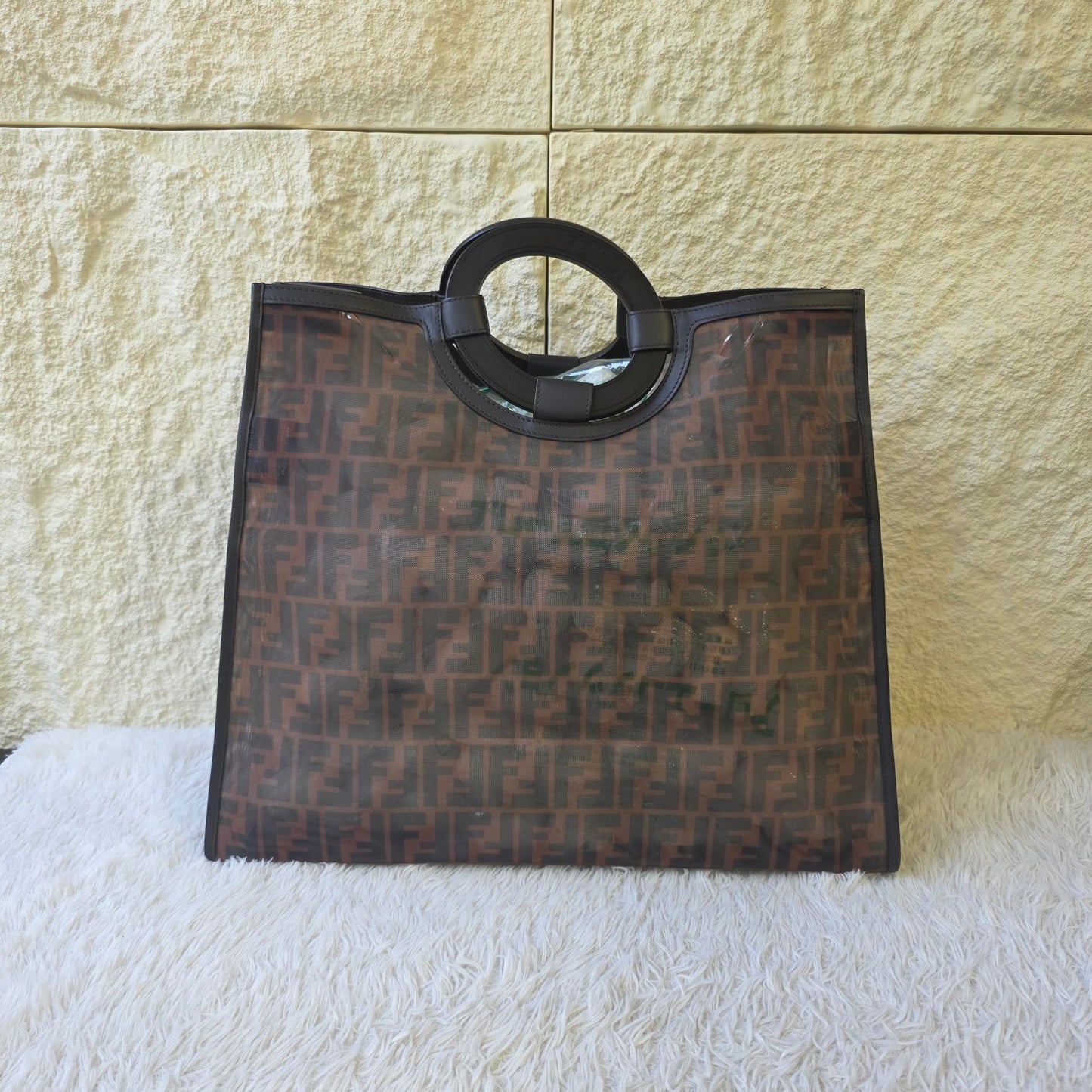 Fendi FF Mesh Runaway Shopper Tote Bag (Pre-Owned)