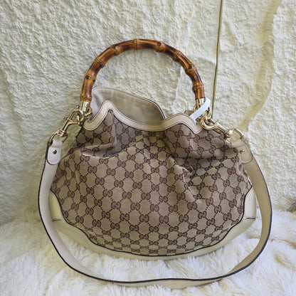 Gucci Bamboo GG Canvas Shoulder Bag (Pre-Owned)