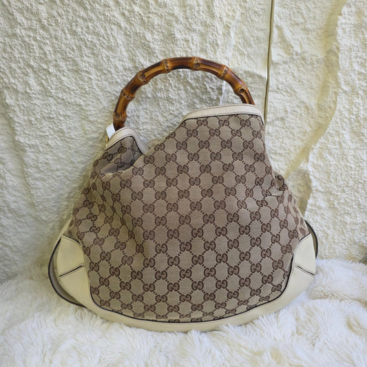 Gucci Bamboo GG Canvas Shoulder Bag (Pre-Owned)