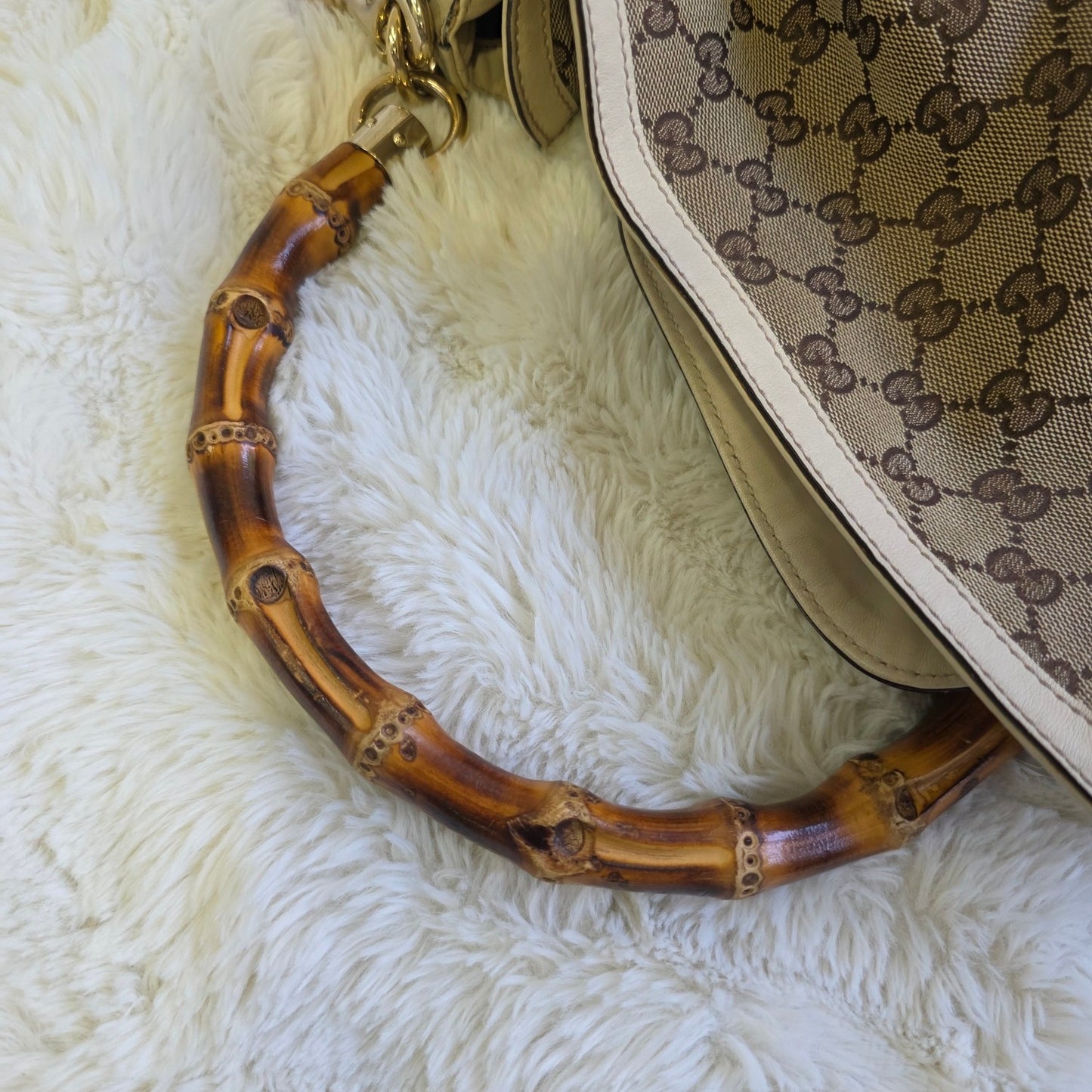 Gucci Bamboo GG Canvas Shoulder Bag (Pre-Owned)