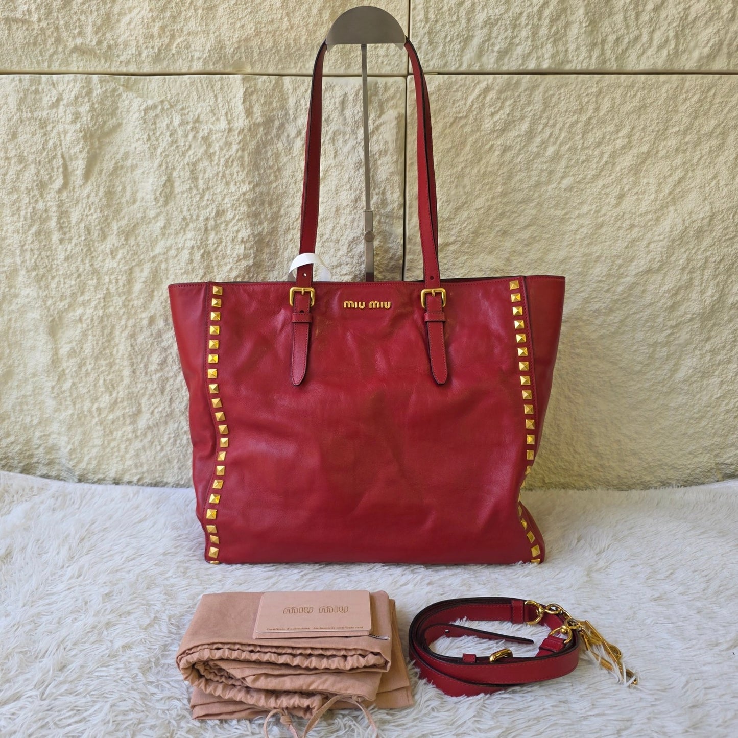 Miu Miu Studded Leather Tote Bag (Pre-Owned)
